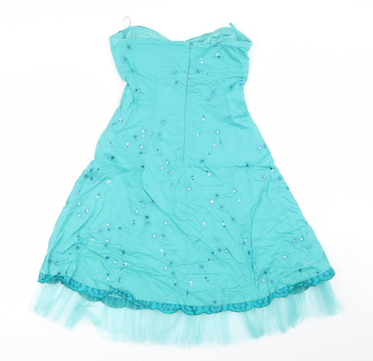 all dolled up Womens Blue Floral Fit & Flare Size 10