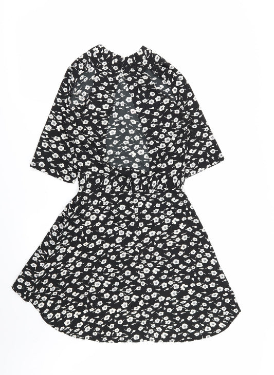 Blue Inc Womens Black Floral Fit & Flare Size 6