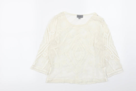 Topshop Womens Ivory Geometric Basic T-Shirt Size 8