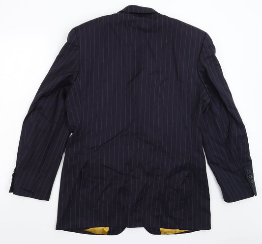 The Suit Room Mens Blue Striped Jacket Suit Jacket Size 38