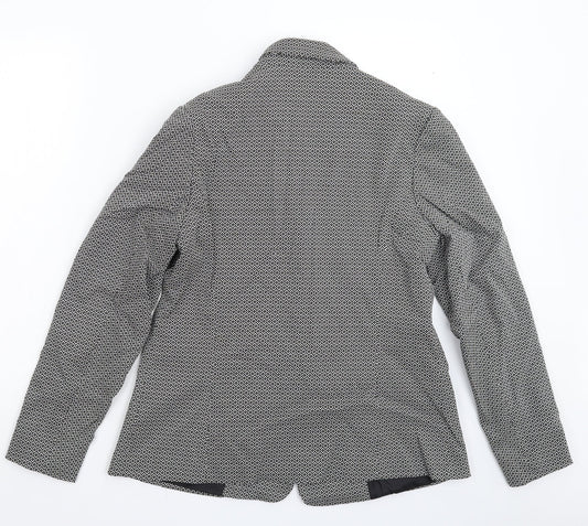 TU Womens Black Geometric Jacket Blazer Size 14