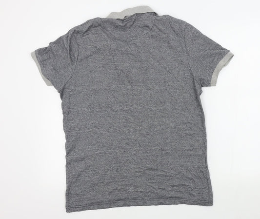 Officers Club Mens Grey Colourblock Polo Size M