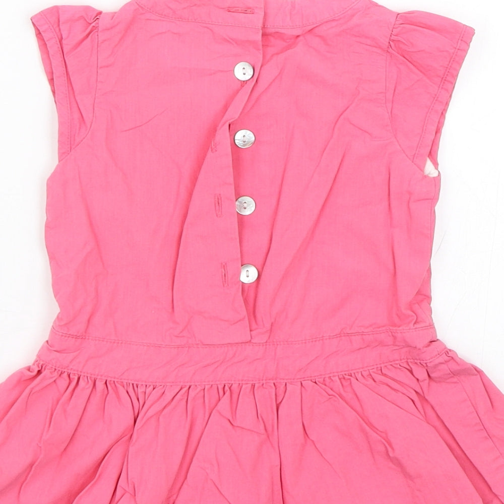 Brand and care label for Cadet rousselle girls’ pink tank dress, size 18, months