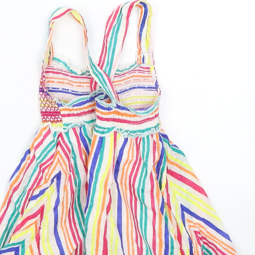 Brand and care label for George girls’ multicoloured striped tank dress, size 12-18, months