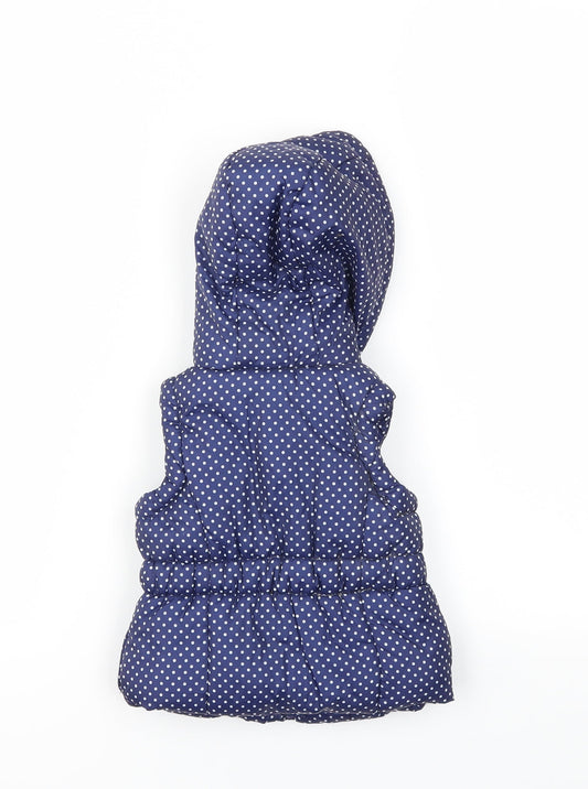 Matalan Girls Blue Polka Dot Gilet Coat Size 3-6 Months