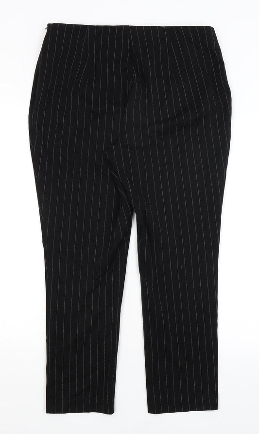 Very Womens Black Striped Dress Pants Trousers Size 14 L26 in