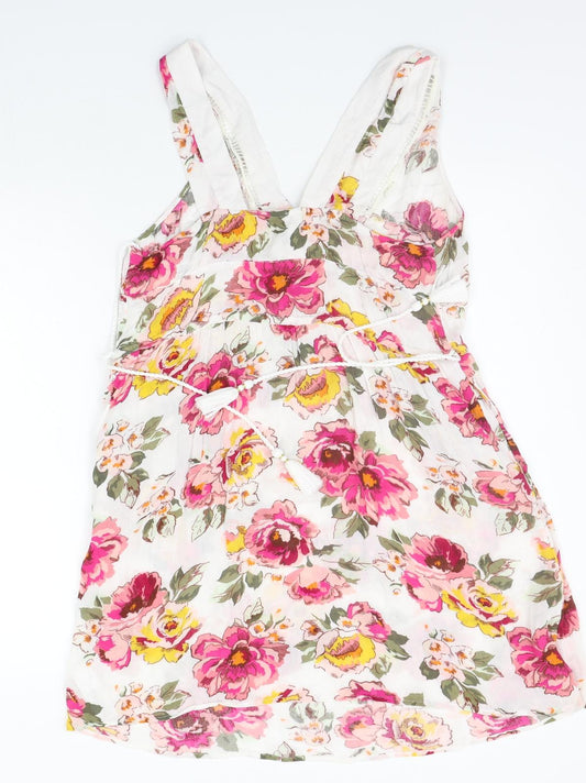 NEXT Womens White Floral A-Line Size 6