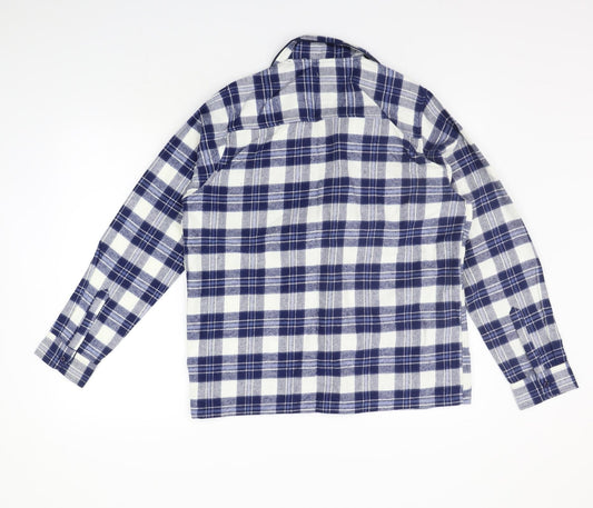 PRETTYLITTLETHING Womens Blue Check Basic Button-Up Size 14