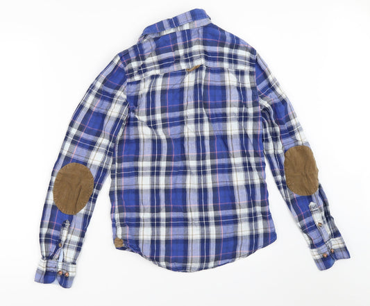 H&M Womens Blue Check Basic Button-Up Size 34