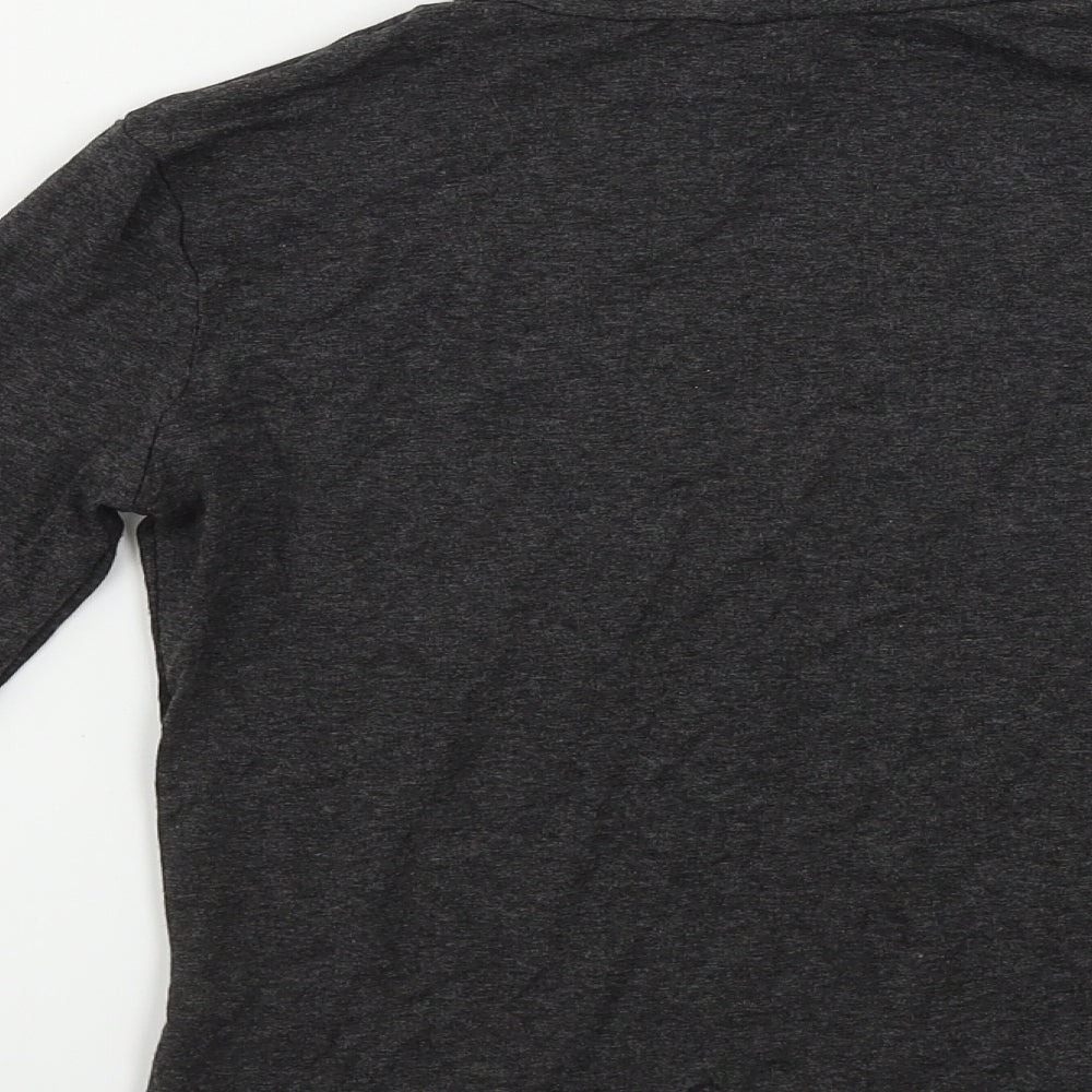 Brand and care label for ASOS women’s grey basic t-shirt, size UK 10