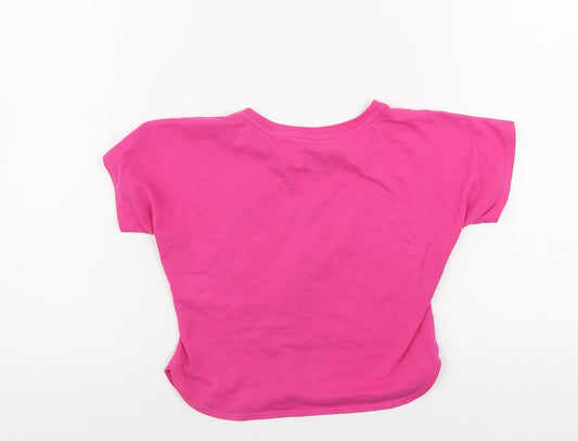 Preworn Girls Pink Cropped T-Shirt Size 8 Years