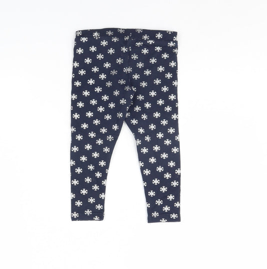 Primark Girls Blue Spotted Capri Trousers Size 2 Years - Christmas Snow Flake