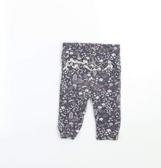 George Girls Grey Floral Capri Leggings Size 3-6 Months