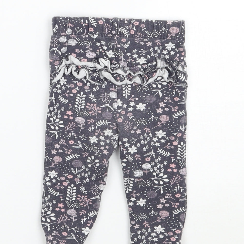 George Girls Grey Floral Capri Leggings Size 3-6 Months