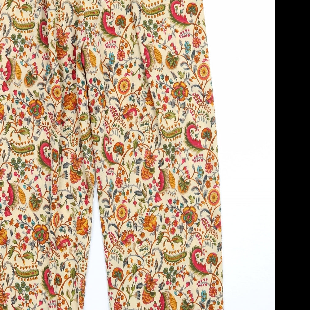 Preworn Womens Beige Floral Bloomer Trousers Size 8 L29 in