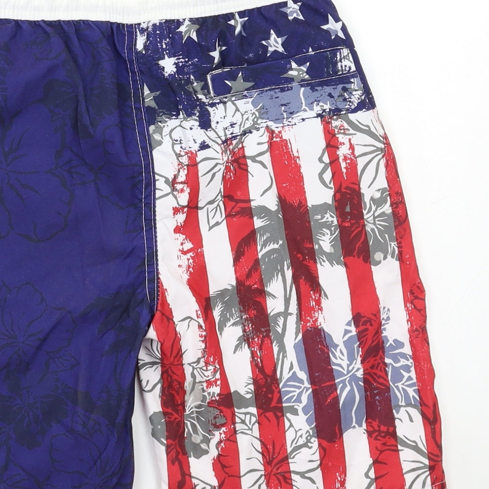 Rebel Boys Blue Geometric Bermuda Shorts Size 9-10 Years