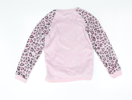 Pep & Co Girls Pink Animal Print Fleece Top Pyjama Top Size 10-11 Years