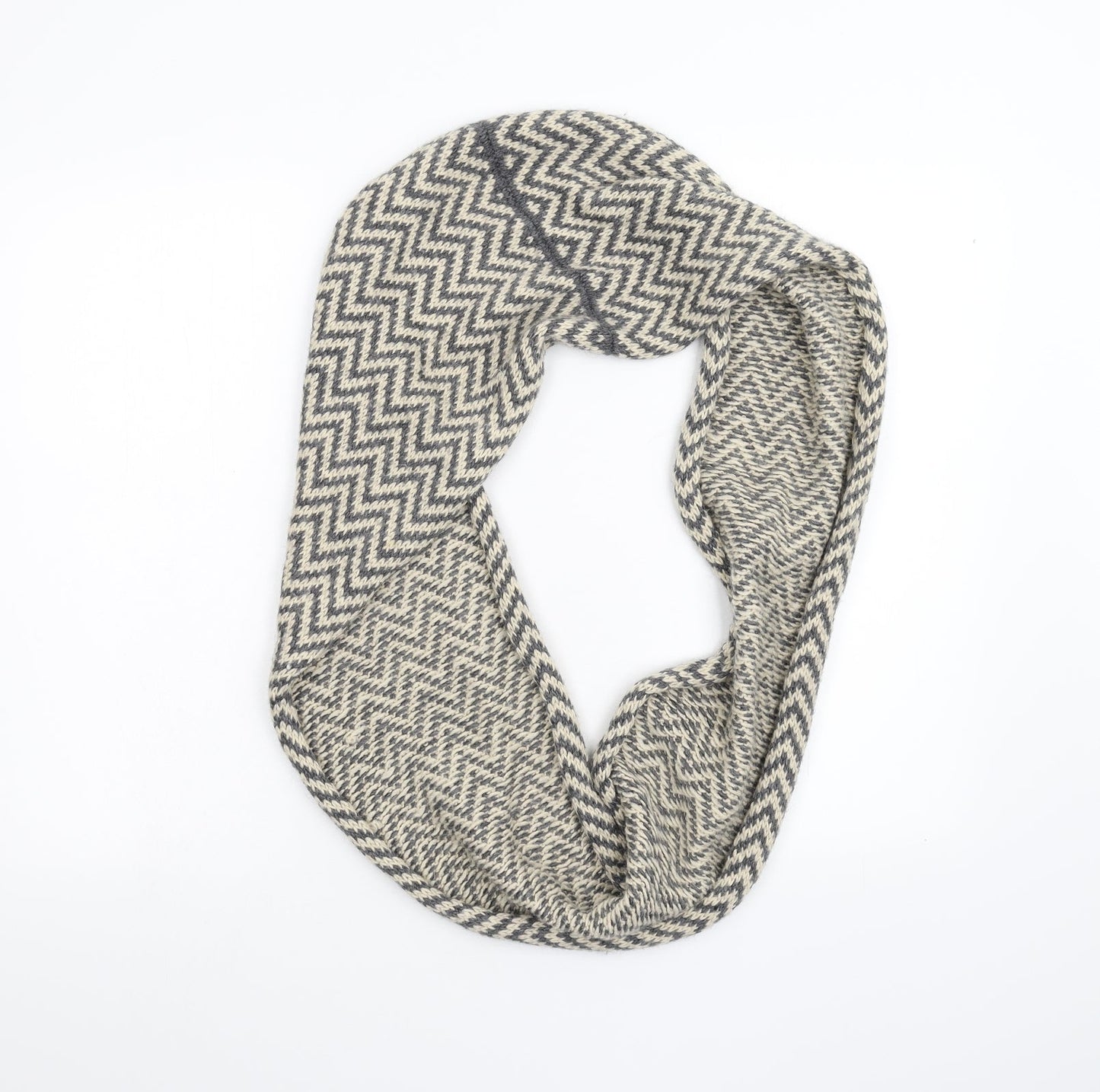Preworn Unisex Grey Striped Knit Scarf