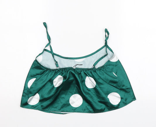 Nasty Gal Womens Green Polka Dot Cropped Blouse Size 8