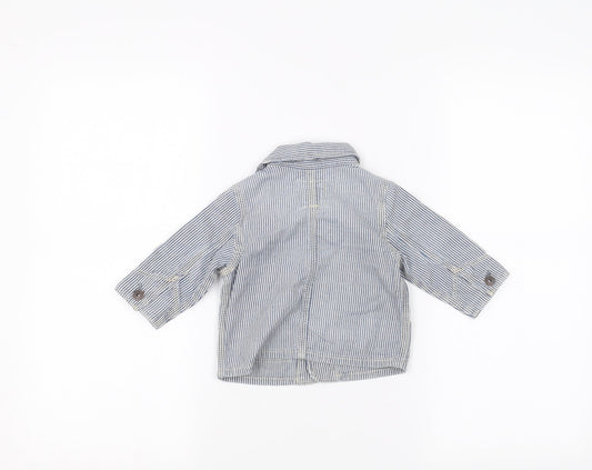 Gap Baby Blue Striped Basic Button-Up Size 3-6 Months