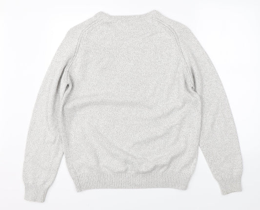 Geogre Mens Grey Knit Pullover Jumper Size M