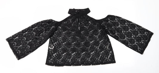 Influence Womens Black Floral Basic Blouse Size 12