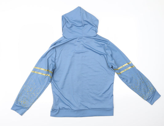 Preworn Womens Blue Animal Print Pullover Hoodie - Gold detail