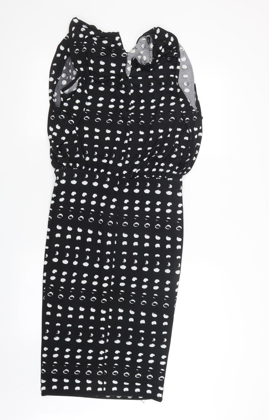 NEXT Womens Black Polka Dot Pencil Dress Size 8