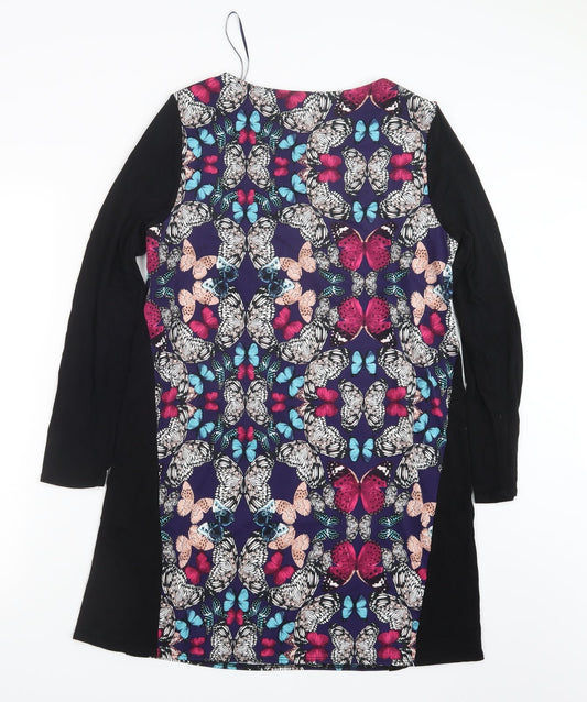 Dunnes Stores Womens Black Geometric T-Shirt Dress Size 14