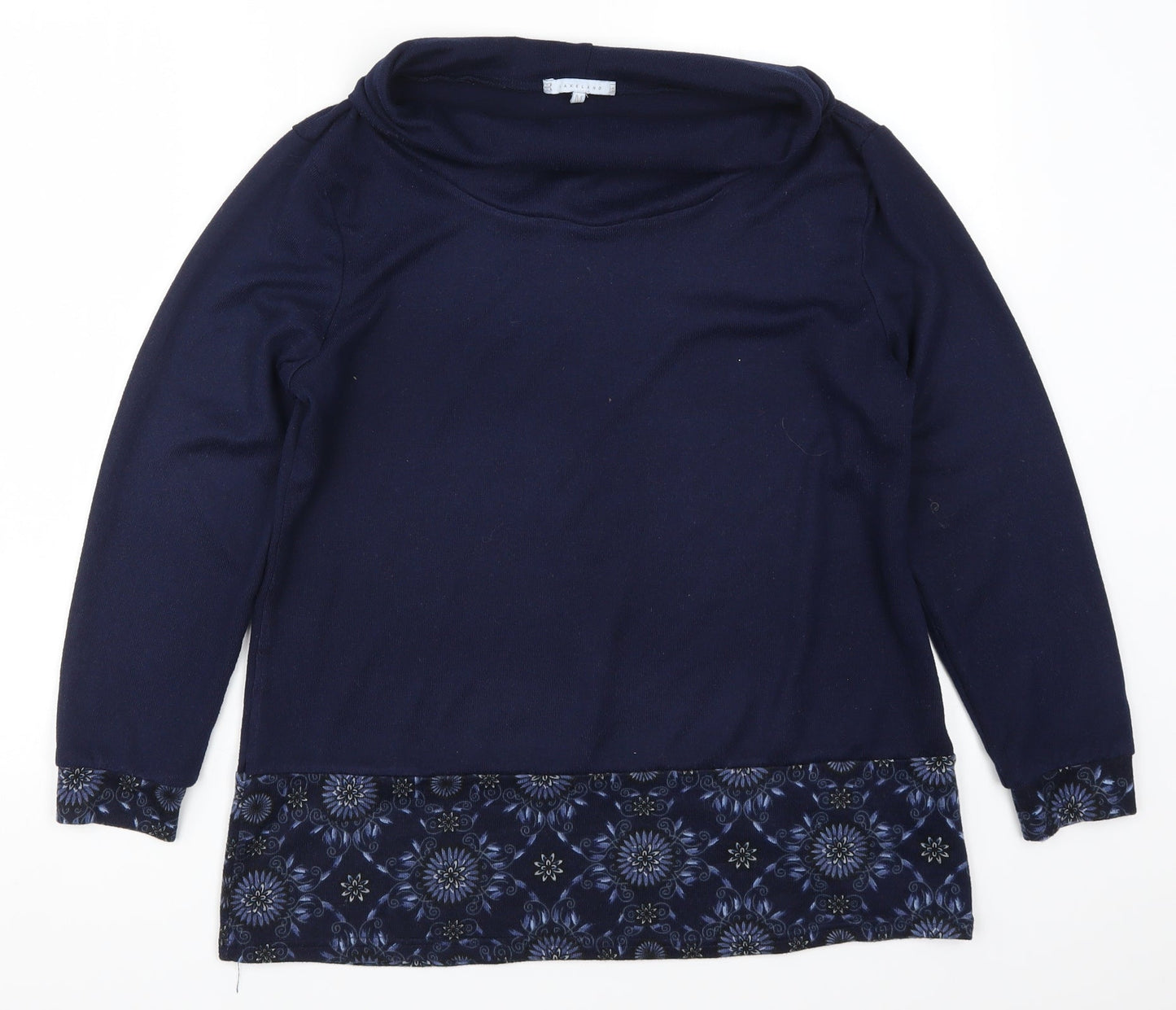 Lakeland Womens Blue Geometric Pullover Jumper Size M