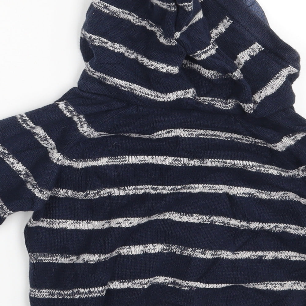 Brand and care label for Next boys’ blue striped jumper one size