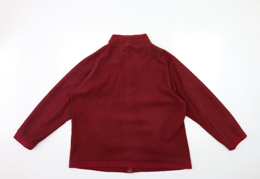Anne De Lancay Womens Red Fleece Jacket Size 18