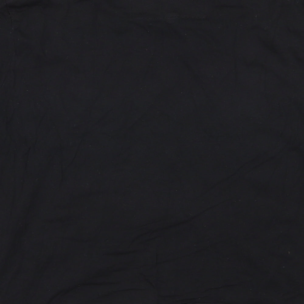 Brand and care label for Fashion women’s black basic t-shirt, size UK 16