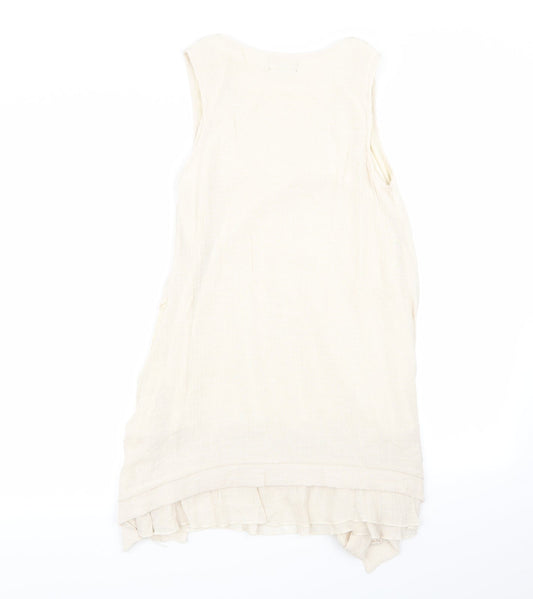 Apricot Womens Beige Geometric A-Line Size 10