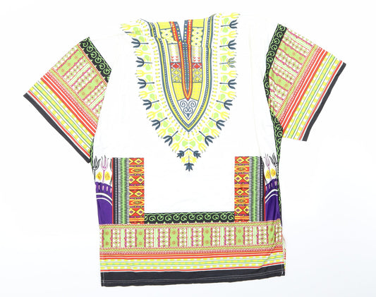 Preworn Womens Multicoloured Geometric Basic T-Shirt Size M