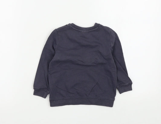 so cute Boys Grey Colourblock Pullover Jumper Size 12-18 Months