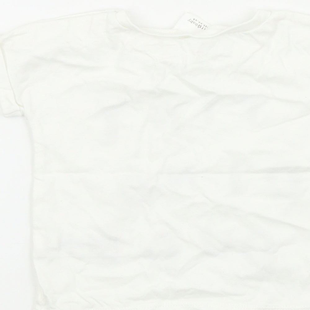Brand and care label for Next Baby White Basic T-Shirt, size 6-9, Months