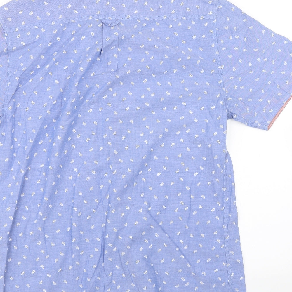 George Mens Blue Paisley Button-Up Size S