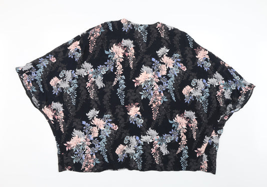 New Look Womens Black Floral Wrap Blouse Size 12