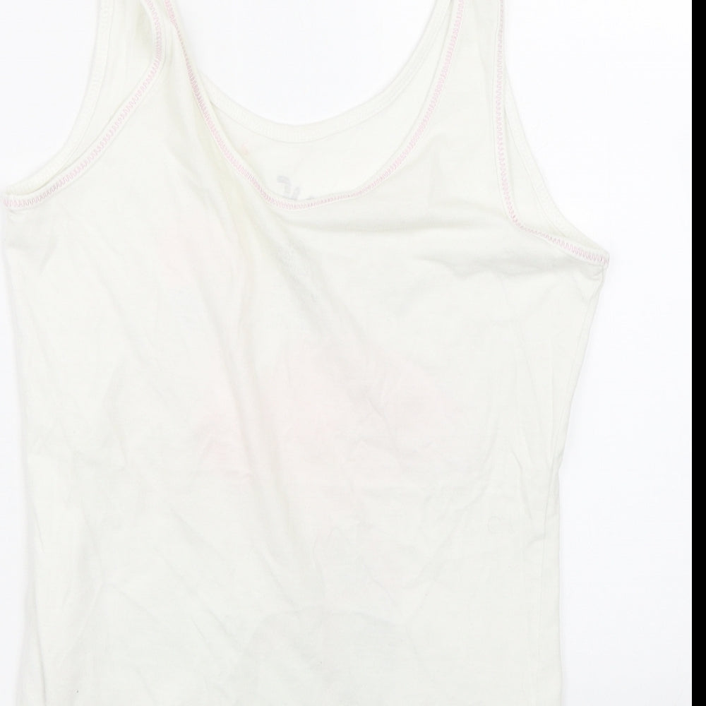 love to lounge Womens White Top Pyjama Top Size S - FLAMINGO