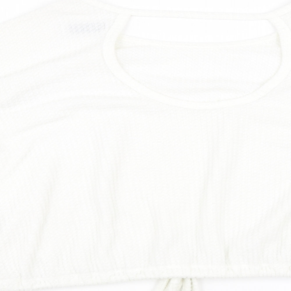 holister Womens White Knit Pullover Sweatshirt Size L - cropped
