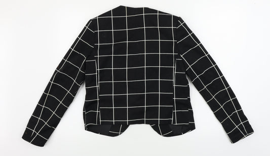H&M Womens Black Check Jacket Blazer Size 14
