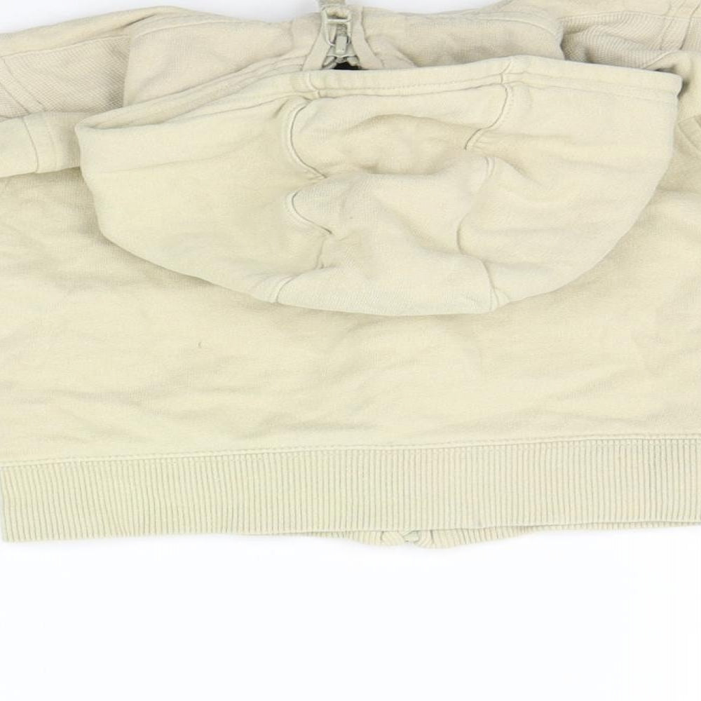 Brand and care label for Next boys’ beige full zip jumper, size 12-18, months