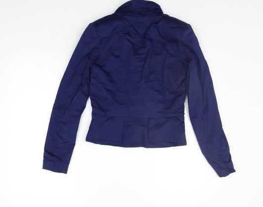 H&M Womens Blue Houndstooth Jacket Blazer Size 10