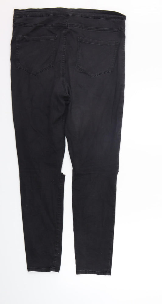 deniem co Womens Black Straight Jeans Size 16 L28 in