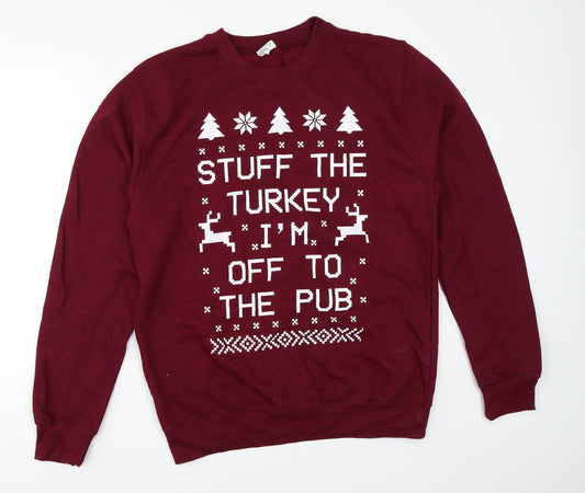 All We Do is Mens Red Pullover Sweatshirt Size M - christmas
