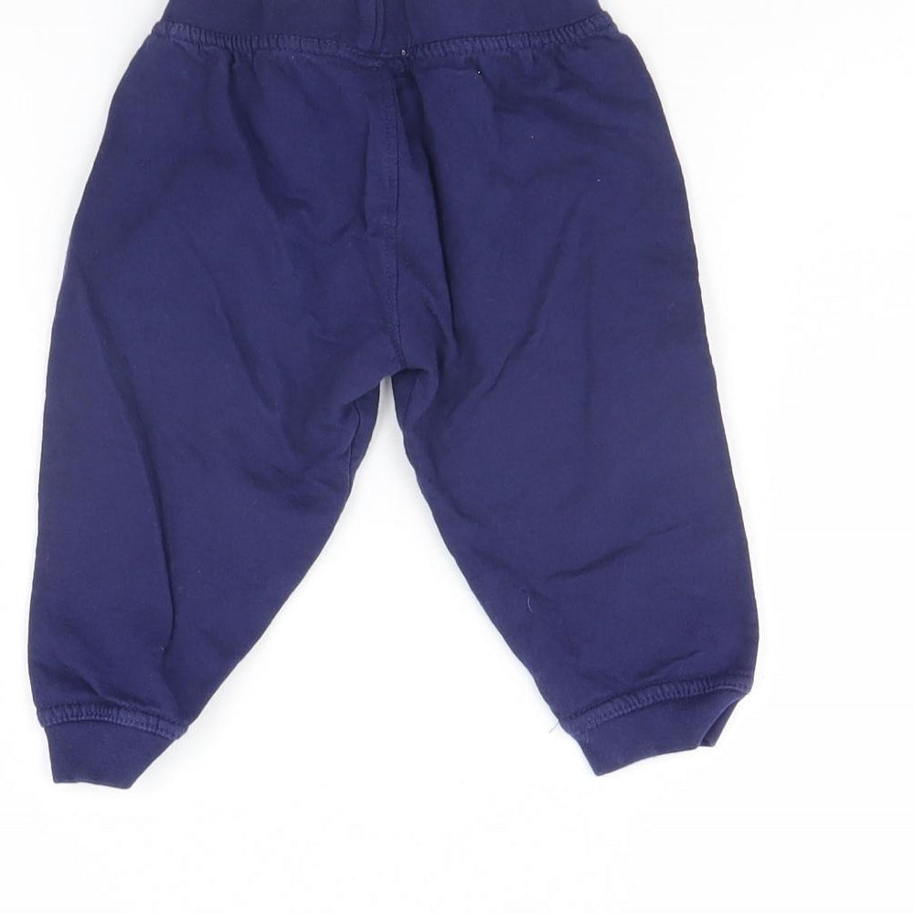 Brand and care label for Baby Bug Baby Blue Jogger Trousers, size 9, Months