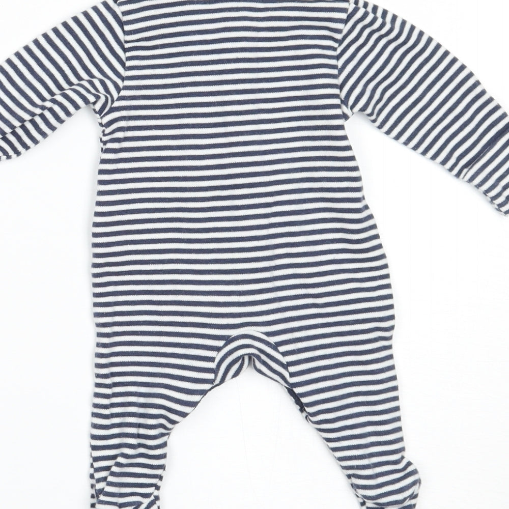 Marks and Spencer Girls Blue Striped Babygrow One-Piece Size Newborn - BUILT IN MITTENS