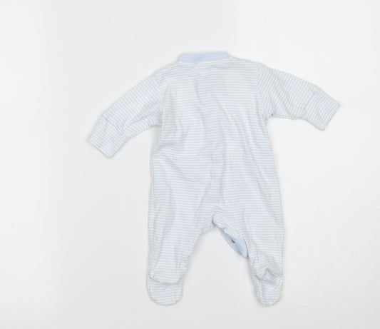 NEXT Boys Blue Striped Babygrow One-Piece Size Newborn - BUILT IN MITTENS