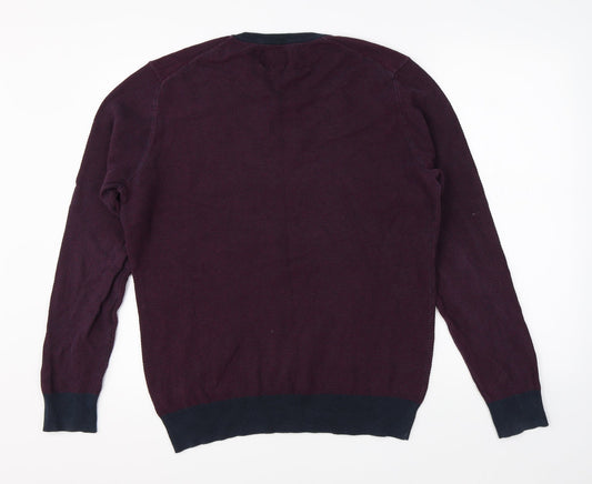 Criminal Mens Purple Pullover Jumper Size L